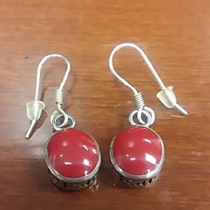 SILVER Red Earrings New